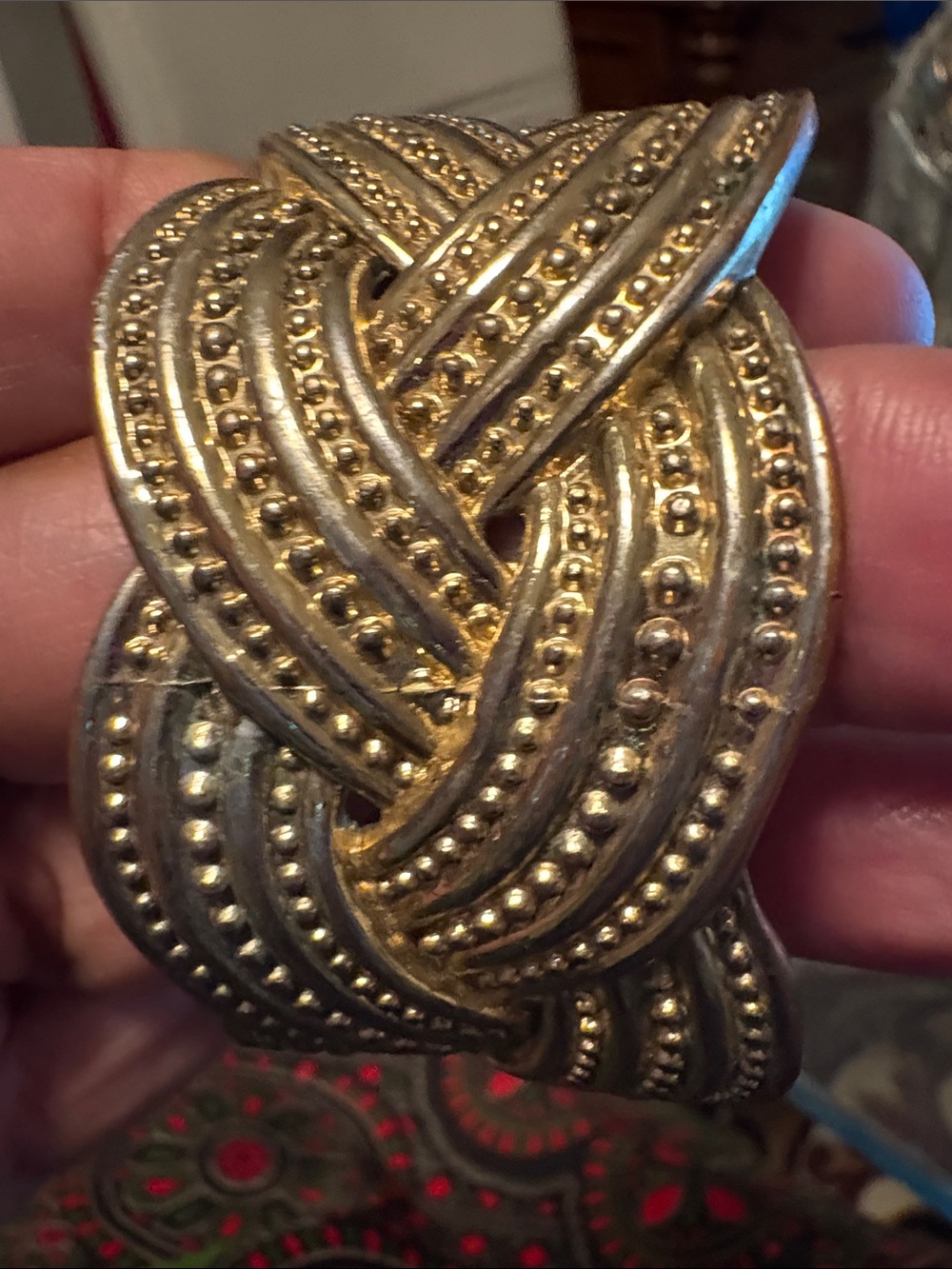 Vintage Gold-Tone Braided Bead Cuff Bracelet Coggie of Paris